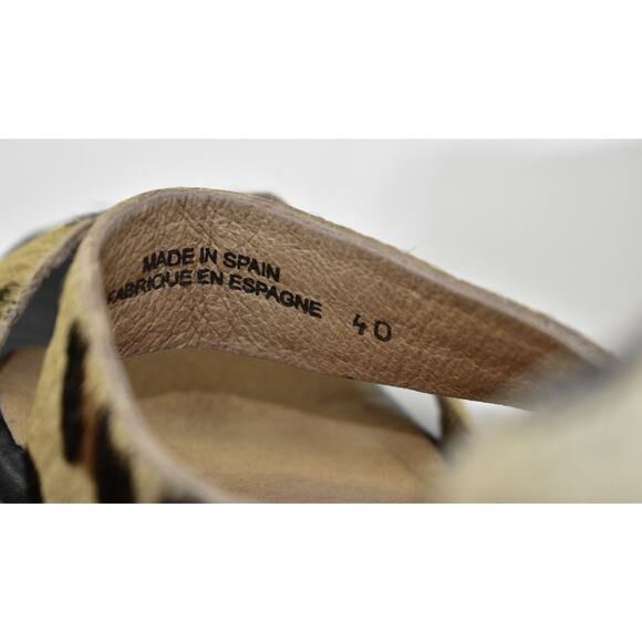 A6 Auth FREE PEOPLE Leopard Print Hair Block Hi Heel Ankle Strap Sandals Size 40 - Picture 8 of 9